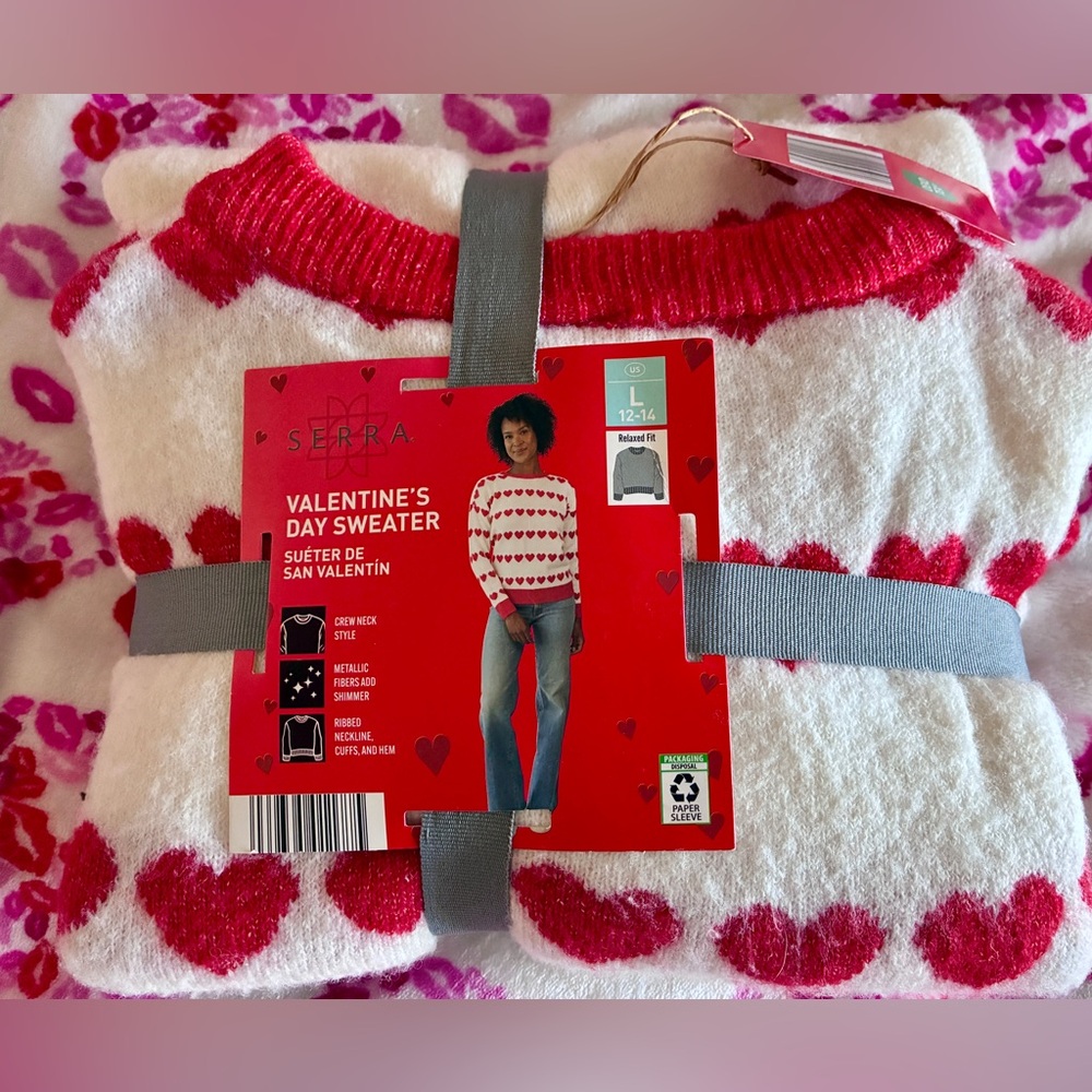 Aldi Serra Red Heart Pattern Sweater